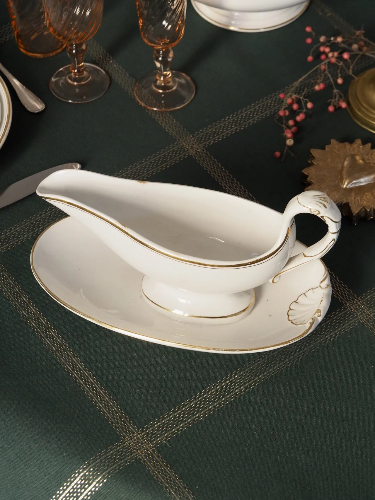 Saucière Blanche et Or Sarreguemines Digoin