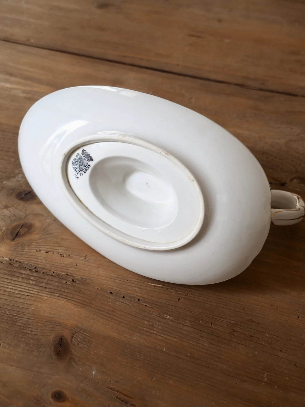 MaisonBoisDeRose plat ovale Blanc et Or Sarreguemines Digoin16