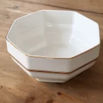 MaisonBoisDeRose saladier octogonal Blanc et Or Sarreguemines Digoin1