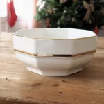 MaisonBoisDeRose saladier octogonal Blanc et Or Sarreguemines Digoin2